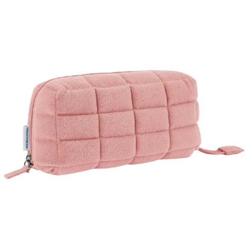 Image of KOKUYO Padded Pencil Holder, Soft Stationery Pouch, Mococo Pink | Flat Opening for Full Visibility. Padded Fluffy Material. Holds Approx. 12 Pens. Soft Cushiony Pen Bag for Work or Travel