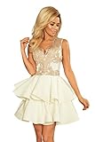 Marke: Numoco Numoco Kleid Minikleid Spitze Volants ausgestellt figurbetont Abendkleid S-XL (Beige, 36)