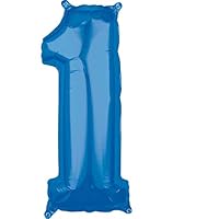 Anagram Mid-Size Shape Blue Numeral 1. L26 Foil Balloon, 66 cm Size