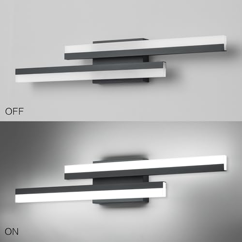 Image of PRESDE 24 Inch LED Bathroom Vanity Light Bar, Modern Black Wall Lighting Fixture Over Mirror 5CCT