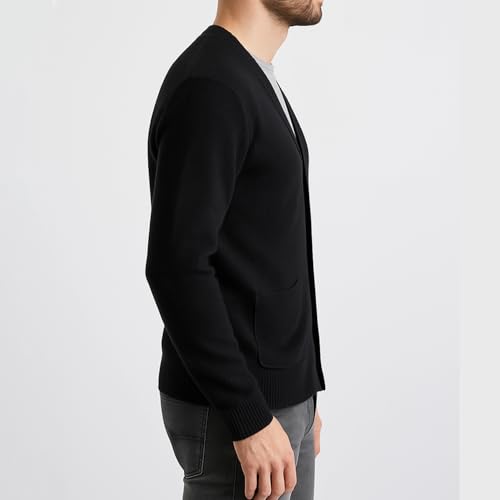 GodLover Men's Cardigan Sweater Vintage Wool Blend Cable Knit V Neck Long Sleeve Buttons Cardigan with Pockets Gifts for Men3