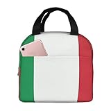LiuMng Bolsa de almuerzo con diseño de bandera de Italia de gran capacidad, aislada, bolsa de refrigeración para mujeres, trabajo, viajes, al aire libre