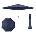 HOMSHADE 9ft Outdoor Patio Umbrella - Market Table Pool Deck Umbrella UPF50+ UV Protection with Push Button Tilt, Crank and 8 Sturdy Ribs (Navy)