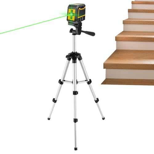ZHUMCCY Nivel Láser Cruzado Ajustable, Herramienta de Alineación Autonivelante con Trípode, Kit de Nivelación para Instalación de Suelos Fontanería Ventanas Jardín Armario Exteriores