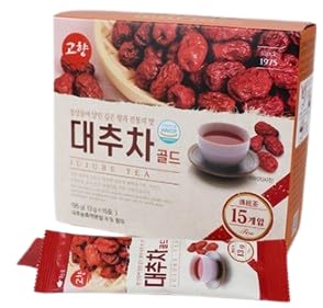 Gohyang Korean Jujube Tea Gold 대추차 Traditional Red Date Herbal Tea, Caffeine-Free, Naturally Sweet & Soothing Flavor for Relaxation | 13g x 15 Tea Bags (195g) – Product of Korea