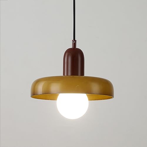 Lustre industriel de salle à manger en verre rouge rétro suspendu