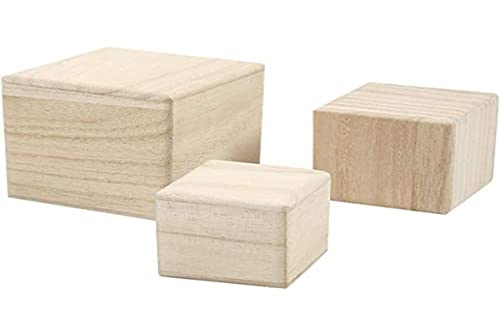 Creativ Empress Wood Lot de 3 Cubes en Bois 5-6-8 cm