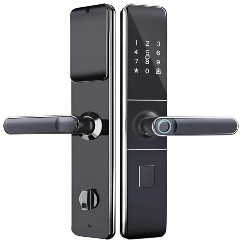 [Lubiling] スマートロック指紋認証 電子錠 玄関 後付け 5in1解錠 暗証番号 カードキー アプリ操作 鍵の持ち歩き不要で究極のキーレス生活を実現 高齢者や子供の見守りにも最適なリモート監視機能を搭載した 盗難防止用のダブルラッチ構造により防犯性能を極限まで高めたハイテク電子ドアロック 自宅 ホテル アパート マンション 工事現場の仮設ロックにも対応 取付が簡単