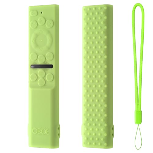 Image of Oboe Silicone Tv Remote Cover Compatible with Samsung Smart Tv Remote 2026 Model BN59-01498A Key Cover Case with Lanyard (B-Glow in Dark Green) REMOT E NOT Included
