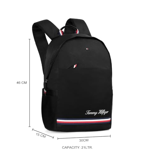 Image of Tommy Hilfiger Laptop Backpack Emett | Backpack for School, College and work | Water-Resistant | Fits 14-inch Laptop with Multi-Organiser | Trolley Holder | 21L Capacity