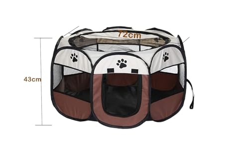 خيمة وقفص لعب قابلة للطي للحيوانات الاليفة من دوتالا، سياج للعب والتمرين للكلاب والقطط والارانب (لون بني)