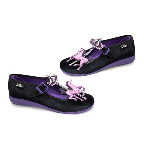Image of Hot Chocolate Design Whimsical Women's Mary Jane Flats | Adjustable Buckle Strap, Round Closed Toe, Cushioned Insole, Vegan Textile, Lightweight All-Day Wear