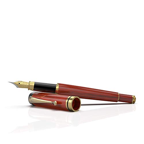 Wordsworth and Black\'s Calligraphy Pen - Luxury Wooden Bamboo Fountain Pen - Refillable Ink Converter-Smooth Ink Flow For Precision Writing, Journaling, Drawing (Rosewood, Display Case [Medium Nib]) - Thumbnail 2