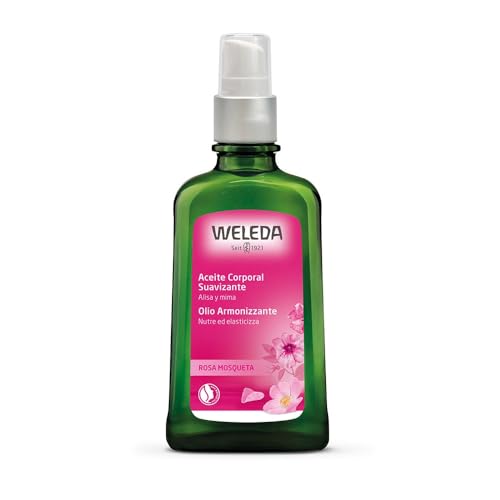 Weleda - Aceite Corporal Suavizante, Mejora la Elasticidad, Alisa y Suaviza la Piel, con Rosa Mosqueta 100% Natural y Aceite de Jojoba, Rápida Absorción - 100 ml