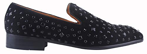 Elanroman Mens Loafers Dress Shoes Of Fashion Tuxedo Rhinestones Moccasins Wedding Shoes For Men Black Us 10.5 Eur 45 Feet Lenght 300Mm #TOP2