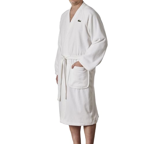Lacoste Classic Pique Bath Robe, 100% Soft Cotton Terry, Unisex Bathrobe for Adult Women &...