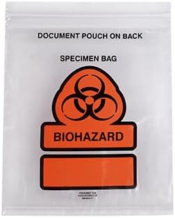 8" x 9-1/2" Specimen Zipper Bag with Pouch and Biohazard Message (2 mil)