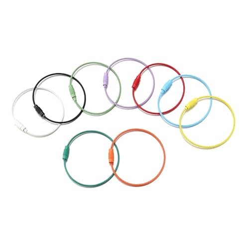 5pcs 16cm Stainless Steel Wire Colorful Keychain Rings Cable Loop Screw Lock Rope Key Holder Keyring Outdoor Tools(Light Green)