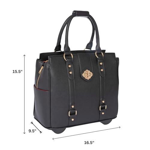 Image of JKM & Company Executive Black Computer iPad, Laptop Tablet Rolling Tote Bag Briefcase Carryall Bag
