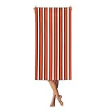 Tacto de terciopelo ultrasuave: hecha de tela de terciopelo de zorro plateado (95% poliéster, 5% elastano), esta toalla de playa de felpa con estampado de rayas naranjas y blancas ofrece una sensación suave como una nube que se desliza sobre tu piel, para tomar el sol, nadar o descansar.