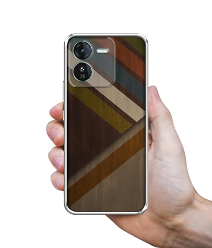Image of Casotec Colorful Wooden Pattern Design Printed Silicon Soft TPU Back Case Cover for iQOO Z9 5G
