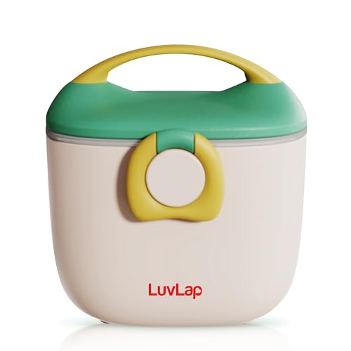 LuvLap Portable Milk Powder Container Green 500ML, Baby Food Container with Spoon, Non-Toxic BPA Free Kids Milk Powder Box with Handle, Anti-Leak Silicone Baby Food Container for Travelling, Green