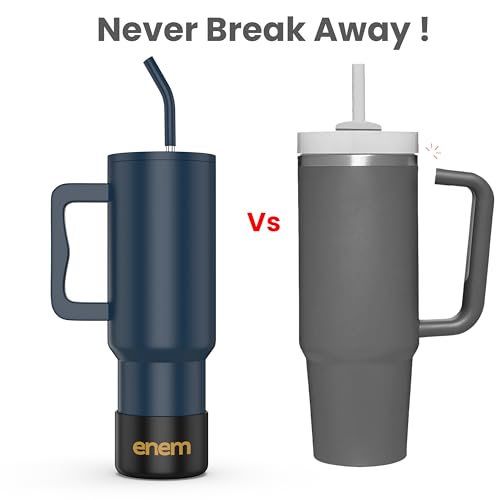 Image of enem Tumbler, Blue Blood, Tumbler with Metal Straw, Sipper, with Lid Leak Proof, 1 Metal Ice Cube, 1 Copper Spring (Tamba), Base Protector, Mug Travel, 1.2L