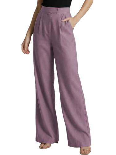 Image of Leriya Fashion Women Relaxed Fit Wide Leg Trousers | Malai Cottage Clip Closure Wide Leg Pants for Women | Casual Straight Lounge Pants with Pockets | Stylish Everyday Office Outfit Bottom Pant