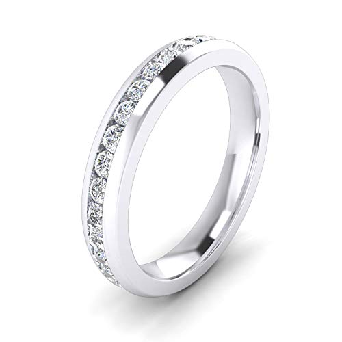 Unisex Comfort Fit Sterling Silver 3.5mm Domed Simulated Diamond Full Eternity Ring Classic Wedding Band (10)