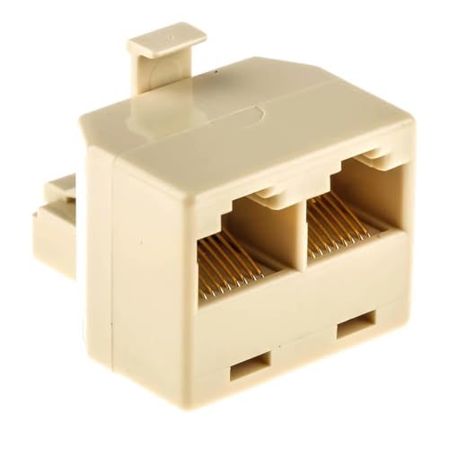 TECHZOCO Bifurcador de telefono RJ11, Adaptador Divisor de Telefono rj11 Macho a Doble, Splitter de teléfono, Adaptador Divisor 6P4C RJ 11, Adapter RJ 11 Plástico, Beige