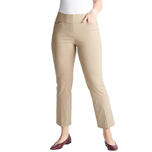 Yummie Women's Plus Size Fly Front Slimming Shaping Pant, Khaki, 8