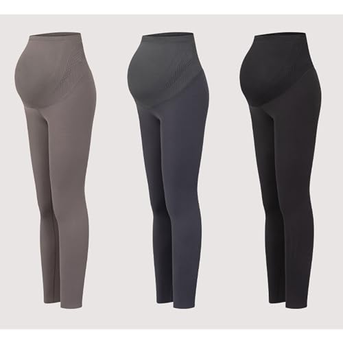 Dressnu Calça legging para gestantes, calça legging de cintura alta, tamanho grande, Cinza, GG