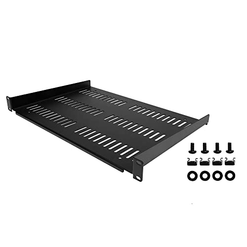 Image of StarTech.com 1U Server Rack Shelf - Universal Vented Rack Mount Cantilever Tray for 19 inch Network Equipment Rack & Cabinet - Durable Design - Weight Capacity 55lb /25kg - 12 inch Deep (SHELF-1U-12-FIXED-V)