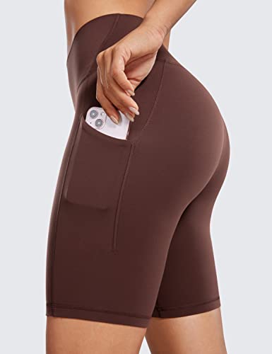CRZ YOGA Shorts de Ciclismo Feminino Butterluxe 8 Polegadas - Shorts de Yoga Cintura Alta Bolsos Lat