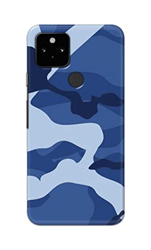 Image of Printed Hard Back Cover Case for Google Pixel 5 Back Cover (Army Blue Pattern) -702