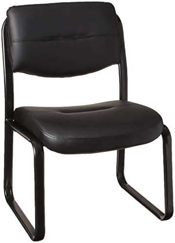 Boss Office Products Leather Sled Base Side Chair in Black