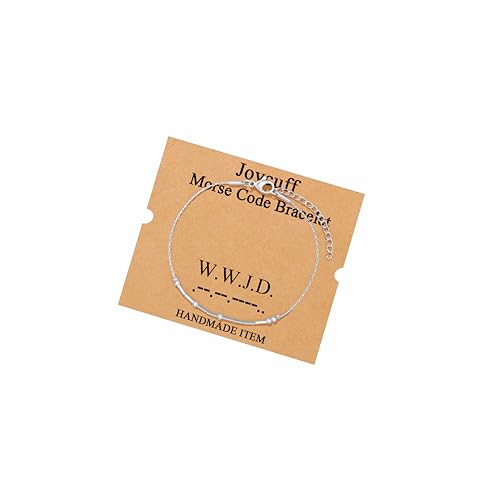 Image of JoycuFF Inspirational Morse Code Bracelets for Women Silver Beads Jewelry Encouragement Mantra Gifts for Her