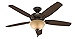 Hunter 52 inch Indoor Ceiling Fan with LED Light - Bronze Ceiling Fan with Pull Chain, For Bedroom or Living Room, Standard Mount, No Remote, 5 Blades, Includes Bulbs- Builder Deluxe 53091, New Bronze