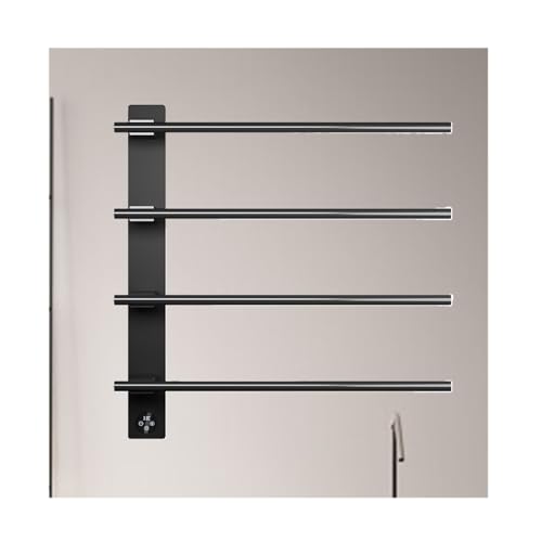 LYMGRZ Tendedero de Pared calefactable de latón, Color Negro, 4 Varillas, para baño, con Temporizador Inteligente y Pantalla táctil.