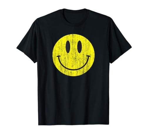 Camisa clásica sonriente desgastada 80 ácido casa icono emoticono Camiseta