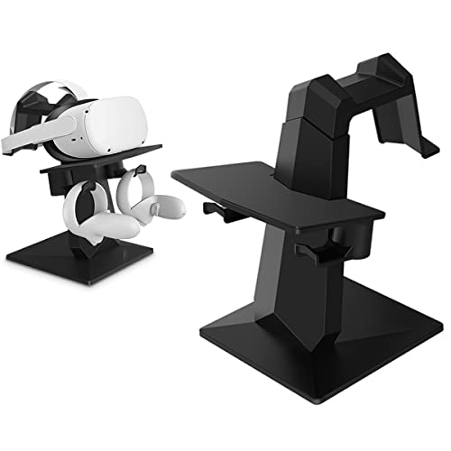 VR Stand, VR Headset Oculus Quest 2 Stand, VR Accessories Headset and Controllers Stand for Meta/Oculus Quest 2/Quest/Rift S/Valve Index, VR Oculus Quest 2 Accessories Desktop Display Stand
