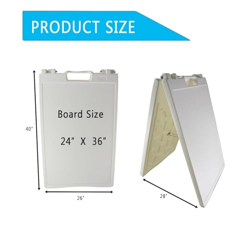 A-Rahmen-Schild, 61 cm B x 91,4 cm H, weiße Ausstellungsfläche, Sandwichboard, wetterbeständig, PVC-Schilderschutz und Sandfülllöcher, Doppelschilderständer