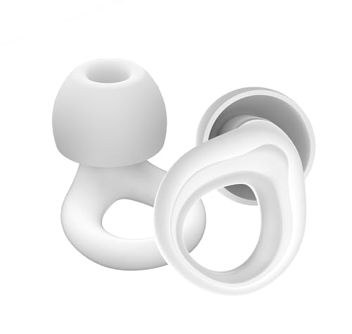 Ear Plugs for Sleep Noise Cancelling Reusable Silicone Earplugs for Sleeping, Deep Focus, Travel, 30dB Noise Reduction High Fidelity Hearing Protection, 4 Pairs Ear Tip (Pure White, One Size)