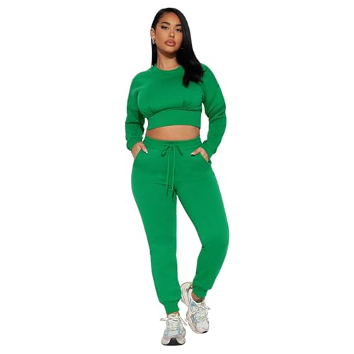 Charyeah Women's Crop Hoodie Sweatpants Set