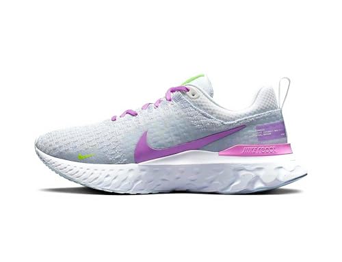 Nike Womens React Infinity (White/Rush Fuchsia-Blue Tint - Purple, US Footwear Size System, Adult, Women, Numeric, Medium, 10)