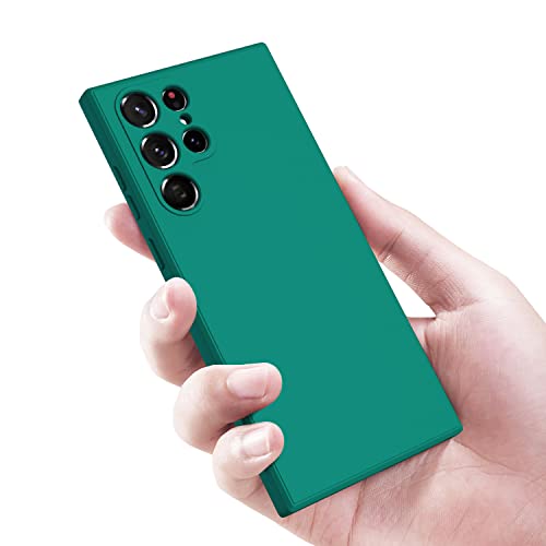 Image of Kapa Matte Lens Protective Back Cover for Samsung Galaxy S22 Ultra, Slim Silicone with Soft Lining Shockproof Flexible Full Body Bumper Case (Green)