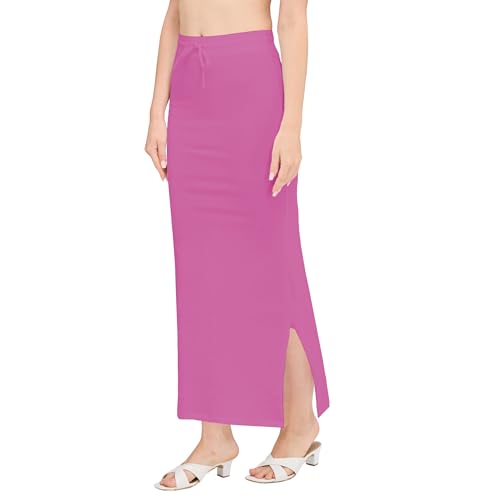 Image of DESI GIRL Cotton Lycra Stretchable Saree Shapewear Petticoat with Drawstring for Women | Fishcut Saree Petticoat with Side Slit for Easy Movement | Saree Shaper | Long inskirt