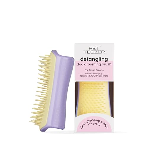 Tangle Teezer Cepillo Pequeño Pet Teezer - Cepillo Desenredante Pequeño para Perro - Cepillo para Perros - Cuidado del Pelaje en Seco o Mojado – Para Desenredar sin Tirones - Lila y Amarillo