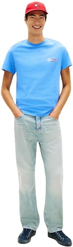 Tommy Jeans Herren T-Shirt Kurzarm Slim Sign Chest mit Logo, Blau (Blue Twilight), XXL – Ansicht 5