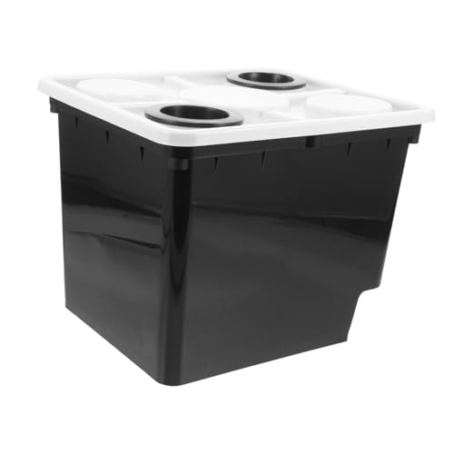 iplusmile Soilless Cultivation Bucket Hydroponic Planting Basket with 2-hole Lid and Tray, Black Plastic Vegetable Nursery Barrel for Greenhouse and Home Gardening